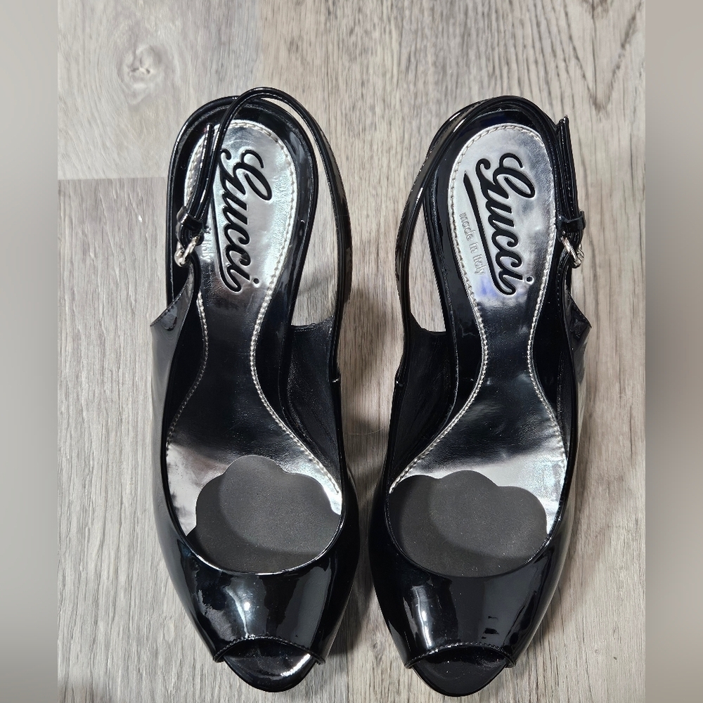 Gucci Patent Leather Sling Back Heels